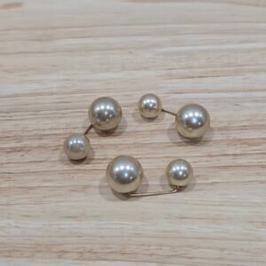 Champagne Pearl Brooch Pin Dress Waist Cincher Neckline Fabric Tuck Clasp